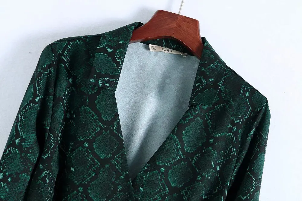 2018 za осеннее женское платье со змеиным принтом и животным SANKESKIN с длинным рукавом