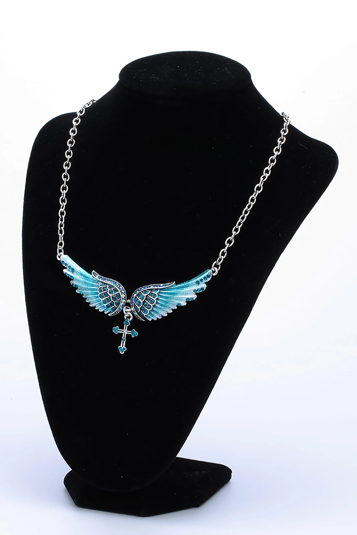 Женское Ожерелье чокер с подвеской крылом ангела серебристого цвета|cross choker|choker