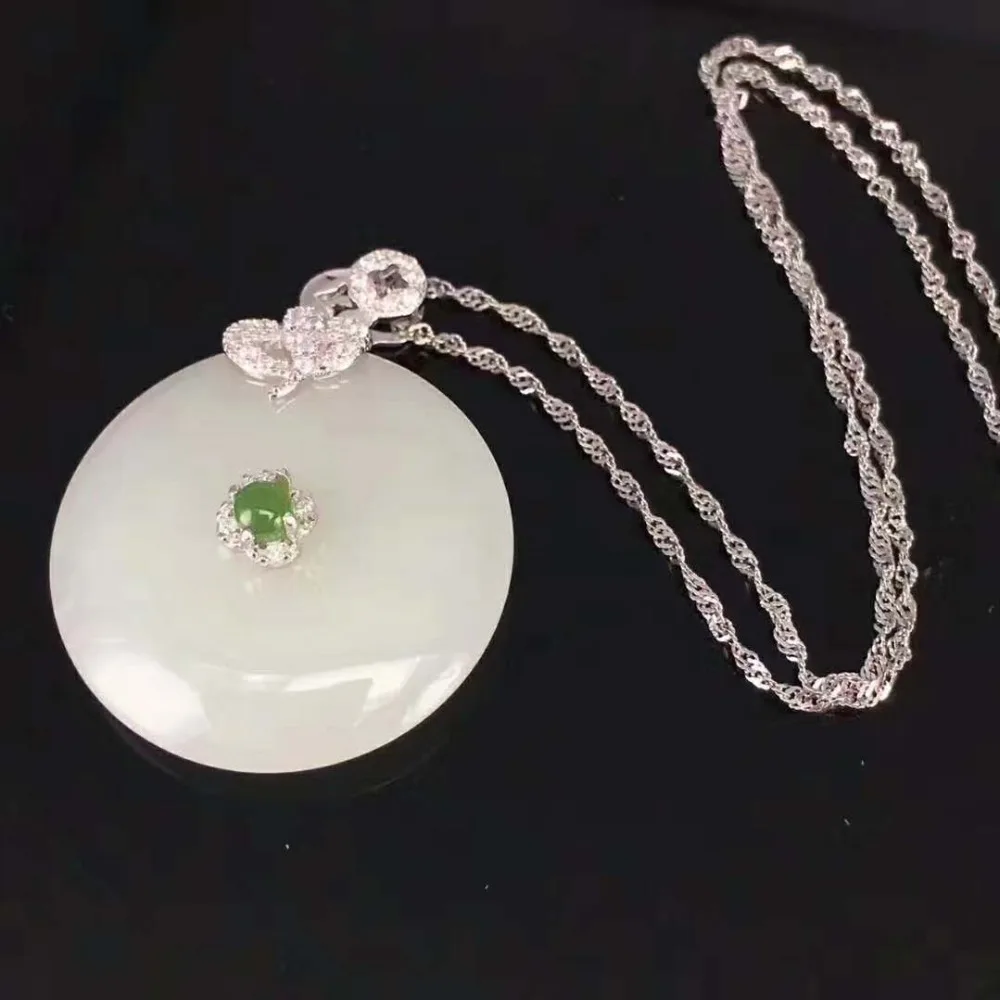 

New S925 silver inlay and nephrite jade, buckle buckle, jade pendant, send certificate