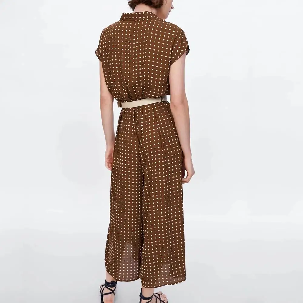 2019 boho в горошек коричневый комбинезон женский сексуальный v-образный вырез
