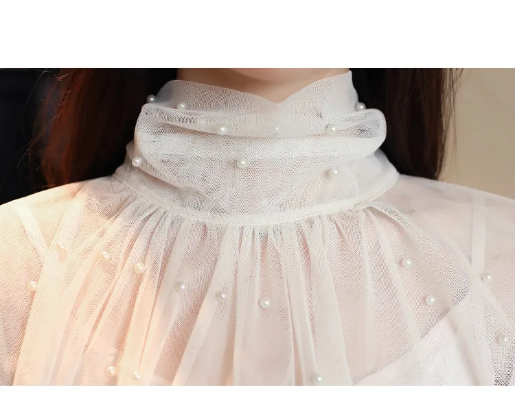 Blusas популярная блузка Vadim Плюс Размер Новая женская рубашка с длинными рукавами супер фея бисером Высокий воротник женские рубашки