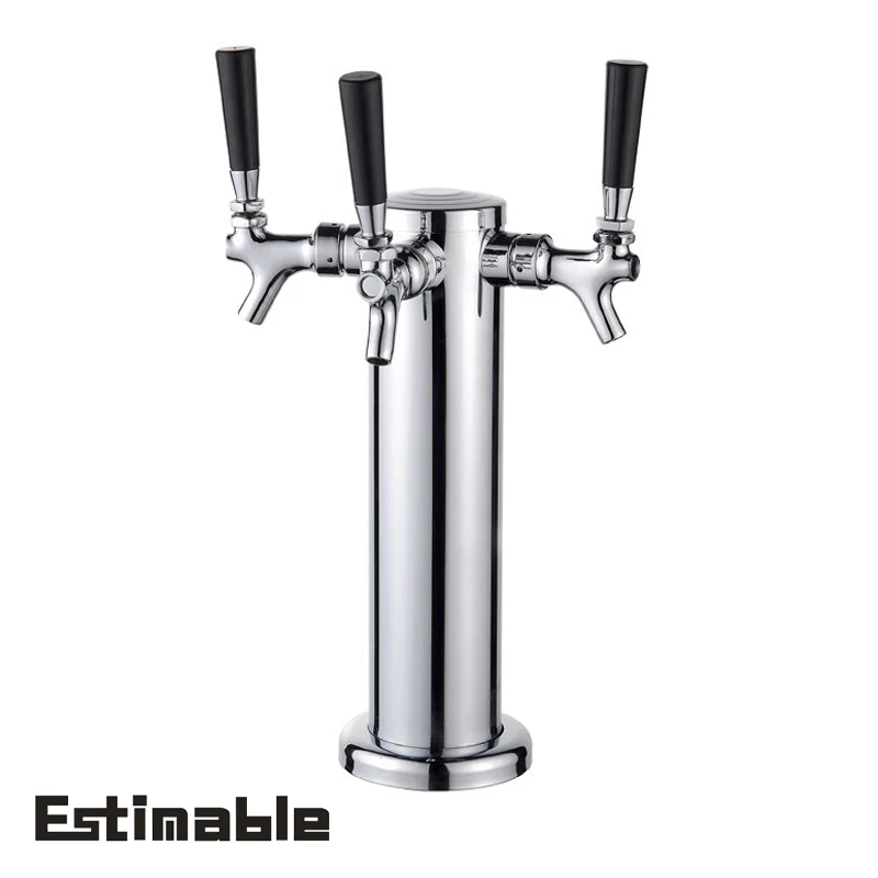 

Homebrewing silver stainless steel Beer tower with three beer taps Tri tap beer tower Draft Beer Column high quality for bar