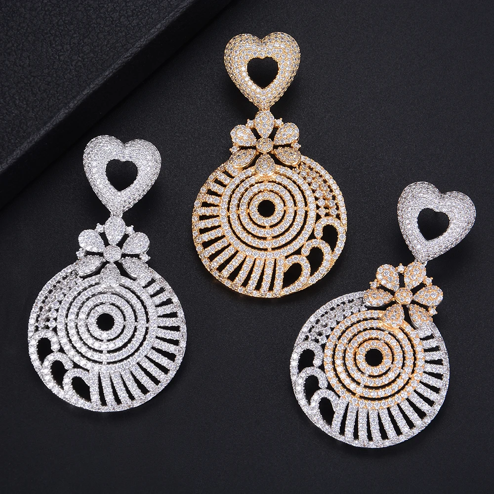 missvikki Exclusive Customization Earrings Handmade Round Pendant New Design Vintage Jewelry Shiny Cubic Zirconia Top Quality | Украшения и