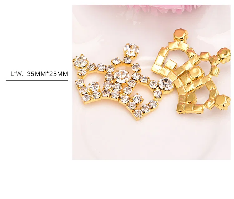 Gold Новое поступление, разноцветные стразы, украшение в виде короны, используется для украшения на голову, 5 шт./лот, с плоской задней частью, KD565 - Цвет: Gold