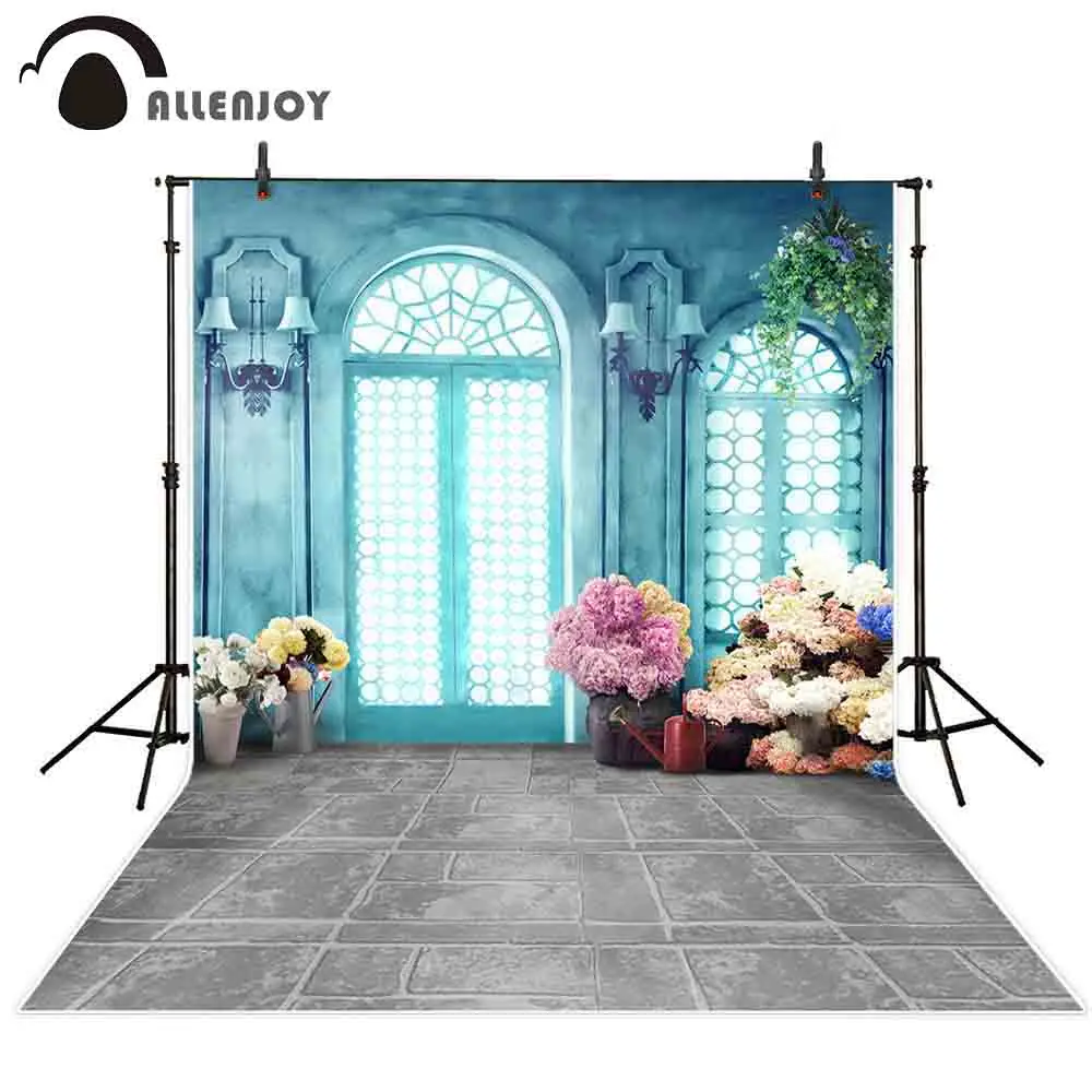 

Allenjoy photography background magic room palace door window flower lamp backdrop photo studio shoot prop photocall photophone