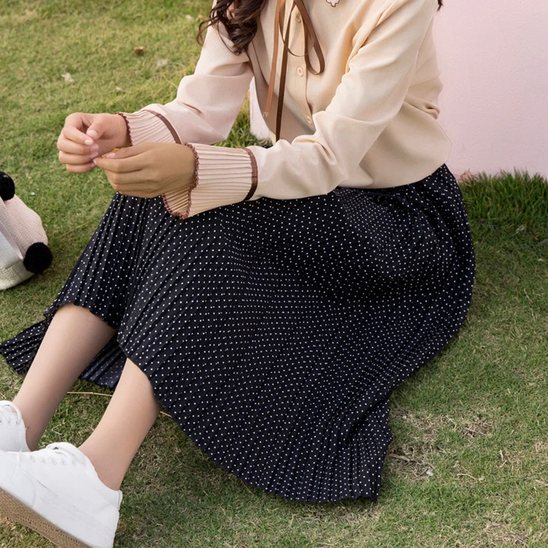 Девушка Свободные в Юбка горошек Для женщин юбки Повседневное леди Kawaii Ins