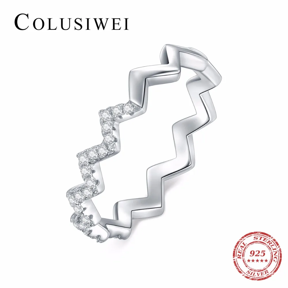 

COLUSIWE 100% Silver Rings for Women Authentic 925 Sterling Silver Jewelry Unique Irregular Line Finger Rings Engagement Jewelry