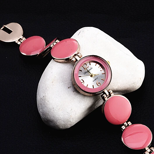 Women Watch Ladies Nobler Fashion Casual 5 Colors Wafer Design Round Dial Bracelet Watch Mujor Quartz Wristwatch Female Relojes 5