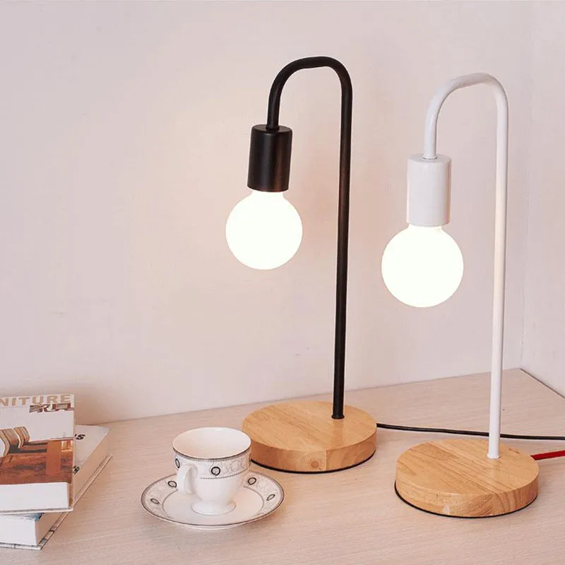 

Nordic Modern Wood Desk Lights wooden Bedside Table Lamps for living room Simple Light Fixtures forRoom Decor on off switch
