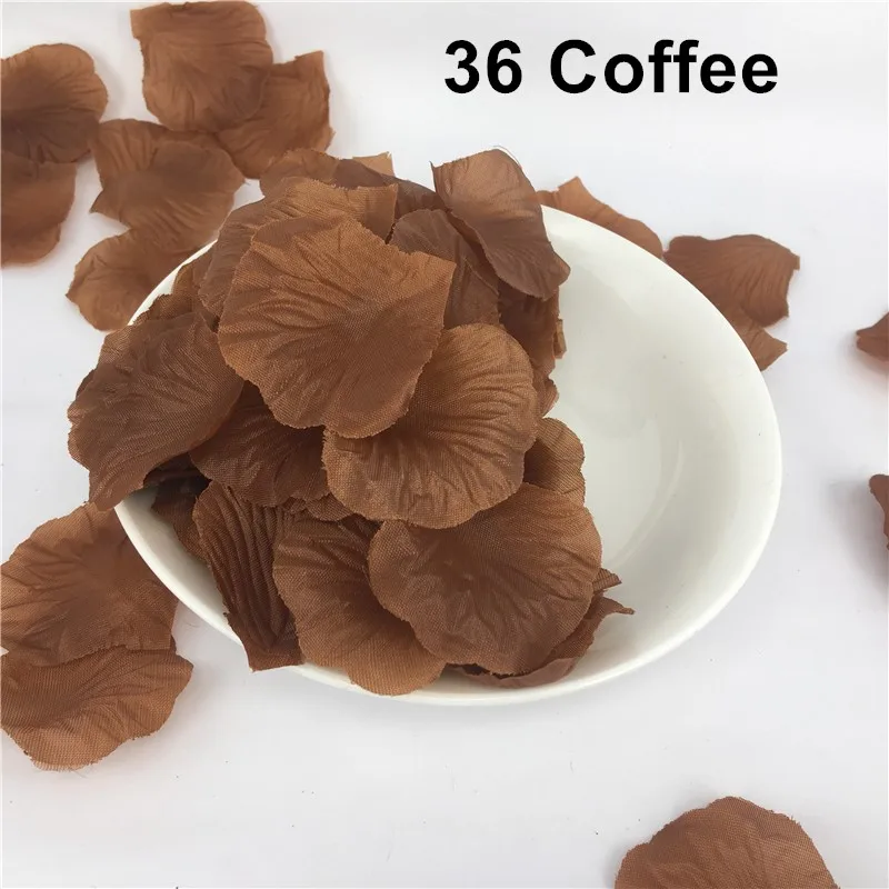 36 Coffee Свадебные лепестки роз красный розовый цветок свадебные декоративные аксессуары для вечеринок Белый Фиолетовый De Mariage искусственный лепесток 1000 шт - Цвет: 36 Coffee