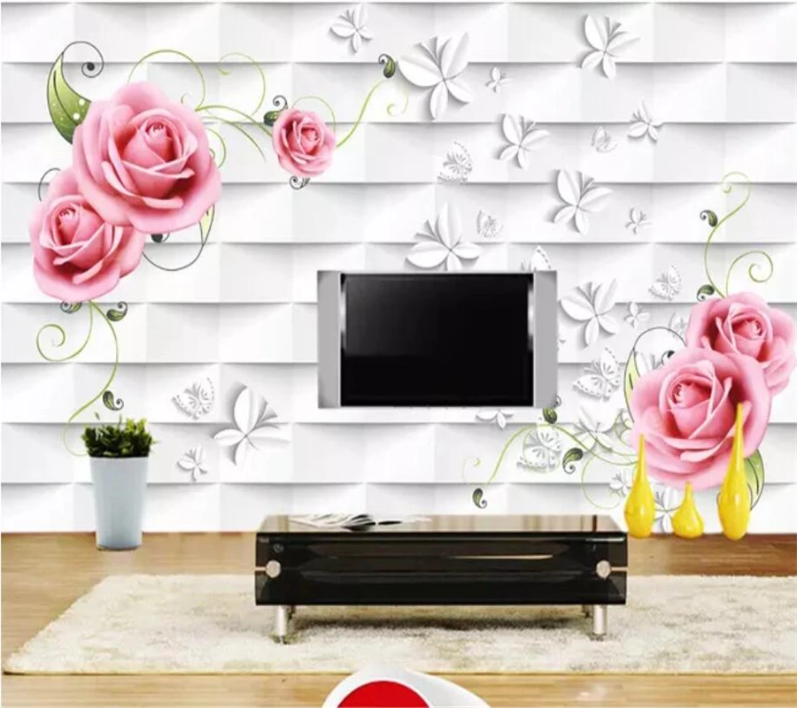 beibehang Custom mural 3d stereo photo wallpaper rose vine butterfly TV background wall living room bedroom | Обустройство дома