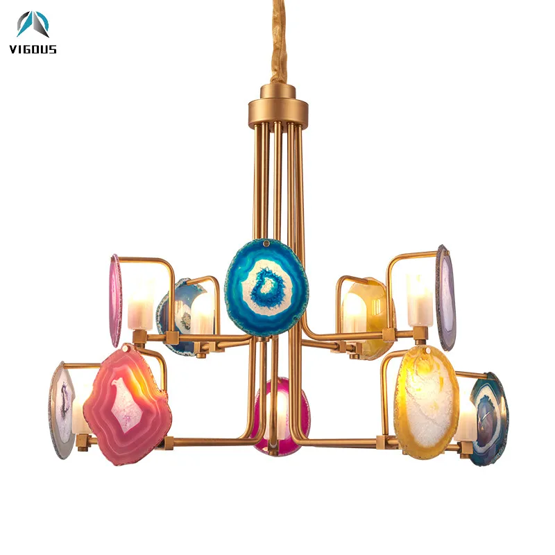 Post Moder цветная натуральная Агатовая G9 Светодиодная люстра роскошная для гостиной