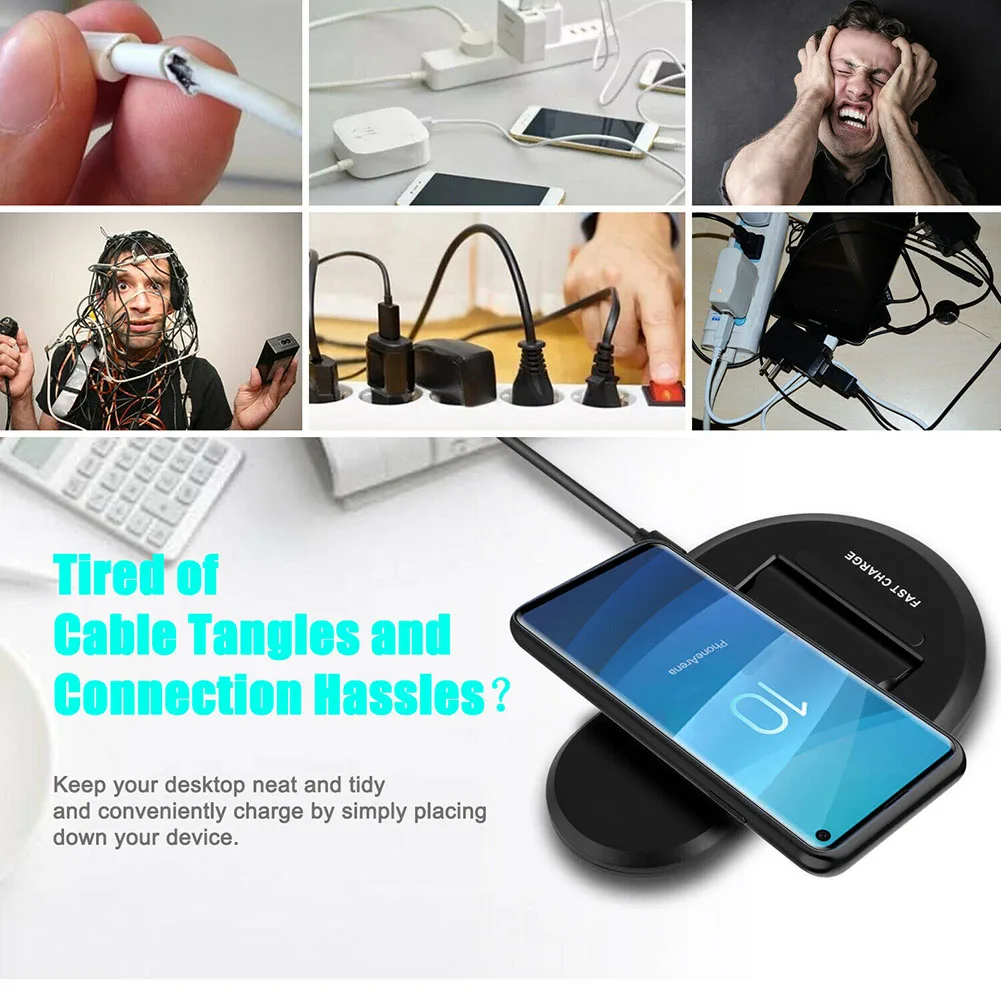 Портативное Qi Беспроводное зарядное устройство Подставка держатель быстрая