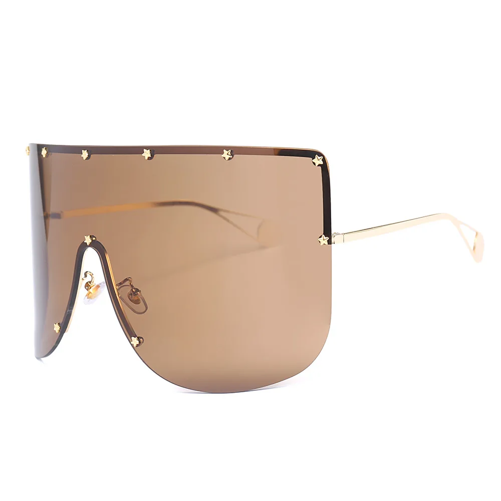 Women Oversized Sunglasses Men Goggle Fashion Shades UV400 Vintage Glasses 46464 - Цвет линз: C5 brown