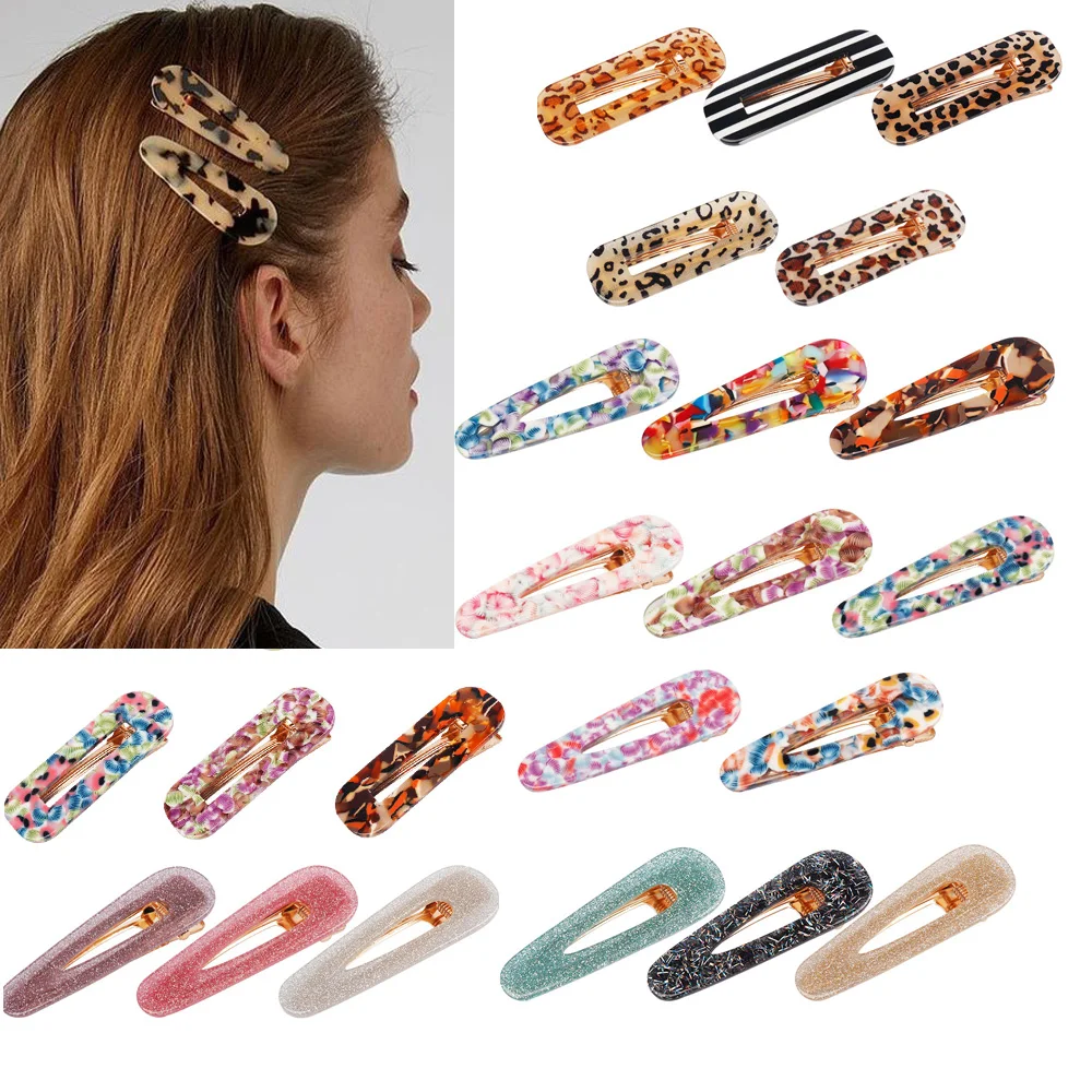 Cheer Bow Hair Accessories Clips for Women Girls Acrylic Hollow Barrettes Waterdrop Hairpins |