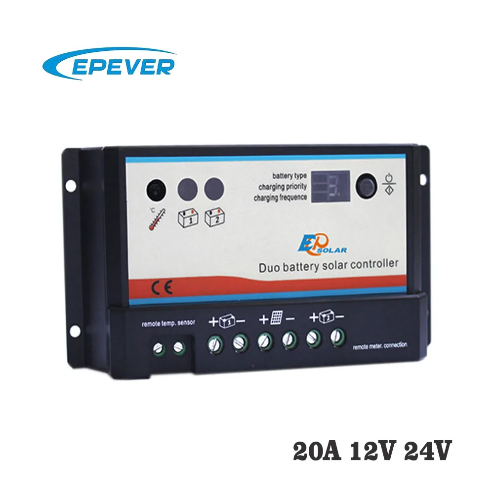 10A 20A 12 V 24 V PWM EPIPDB-COM Dual Duo две батареи солнечные батареи EPSolar Контроллер заряда регуляторы MT-1 - Цвет: 20A 12V 24V