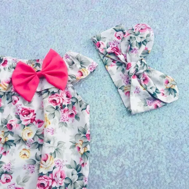 Детский комбинезон с цветочным принтом и бантом оборками|bubble romper|ruffle romperbirthday romper
