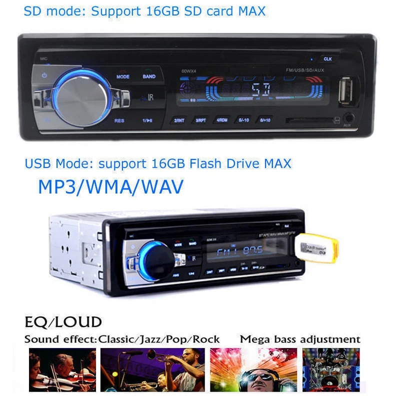 Автомобильное радио Bluetooth стерео головное устройство MP3/USB/SD/AUX IN/FM In dash плеер