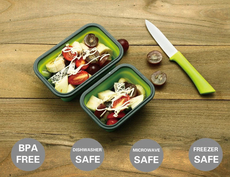 Силиконовая складная Bento силиконовая коробка для ленча коробка для еды контейнеры для хранения продуктов сохранения свежести для микроволновой печи посудомоечной машины безопасный