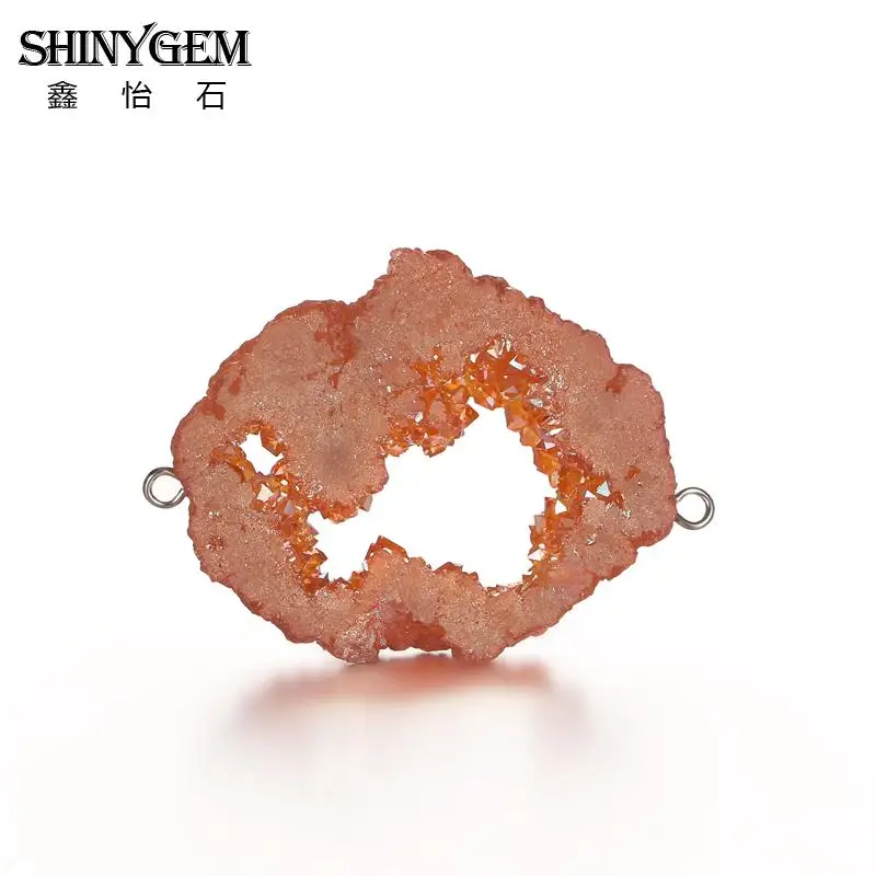 Подвески ShinyGem из натуральной друзы, минеральные коннекторы с кристаллами, амулеты, Необычные подвески из натурального камня для рукоделия, изготовления ювелирных изделий