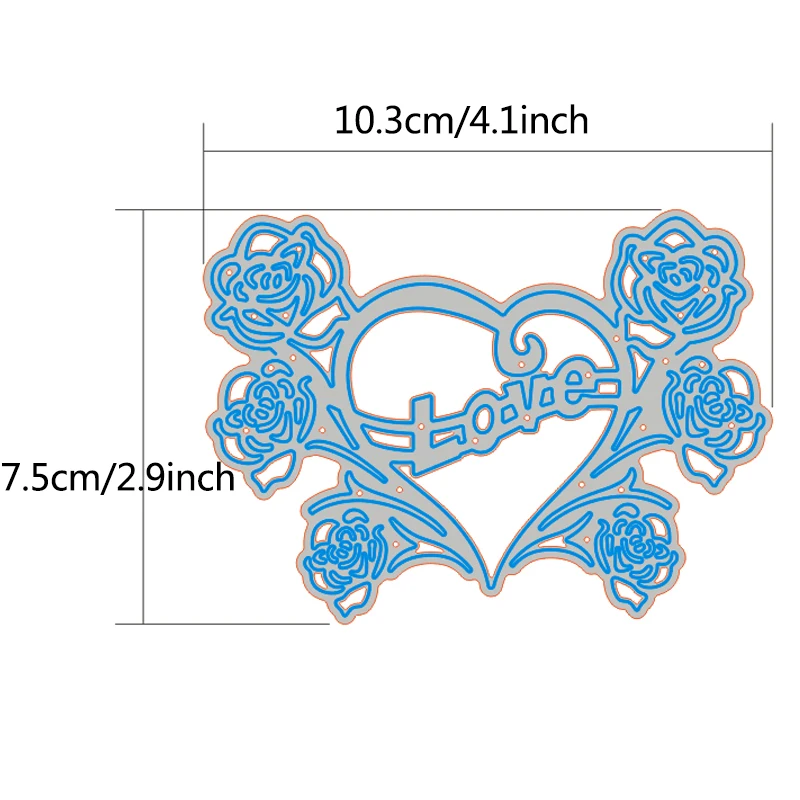 WYSE Love Heart металлические режущие штампы с розами для скрапбукинга