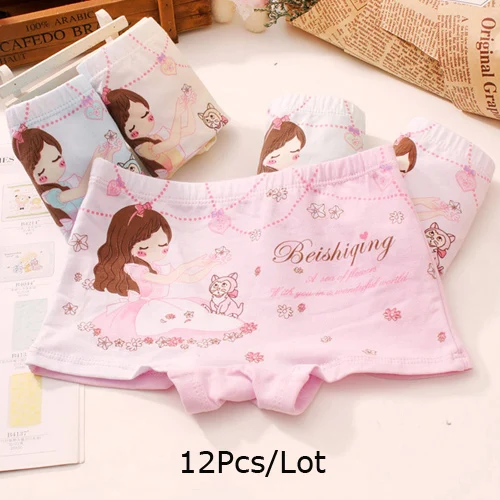 Color A 12 Pcs 12 шт./партия Berngi/Новое детское нижнее белье из хлопка для маленьких девочек, детские трусы, милые трусики для От 2 до 9 лет - Цвет: Color A 12 Pcs