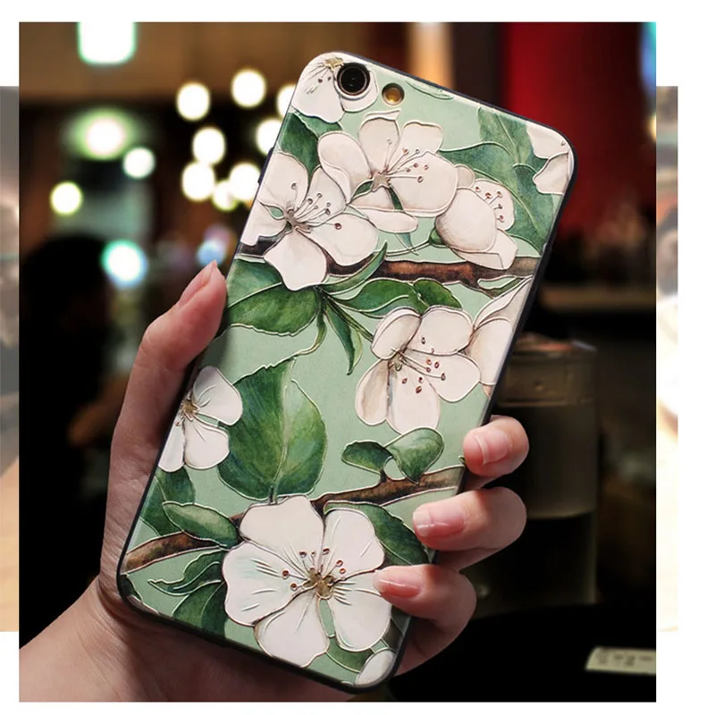 Милый 3D тисненый цветок чехол для телефона iphone X XS Max XR 10 8 7 6 6S Plus Чехол Мягкий