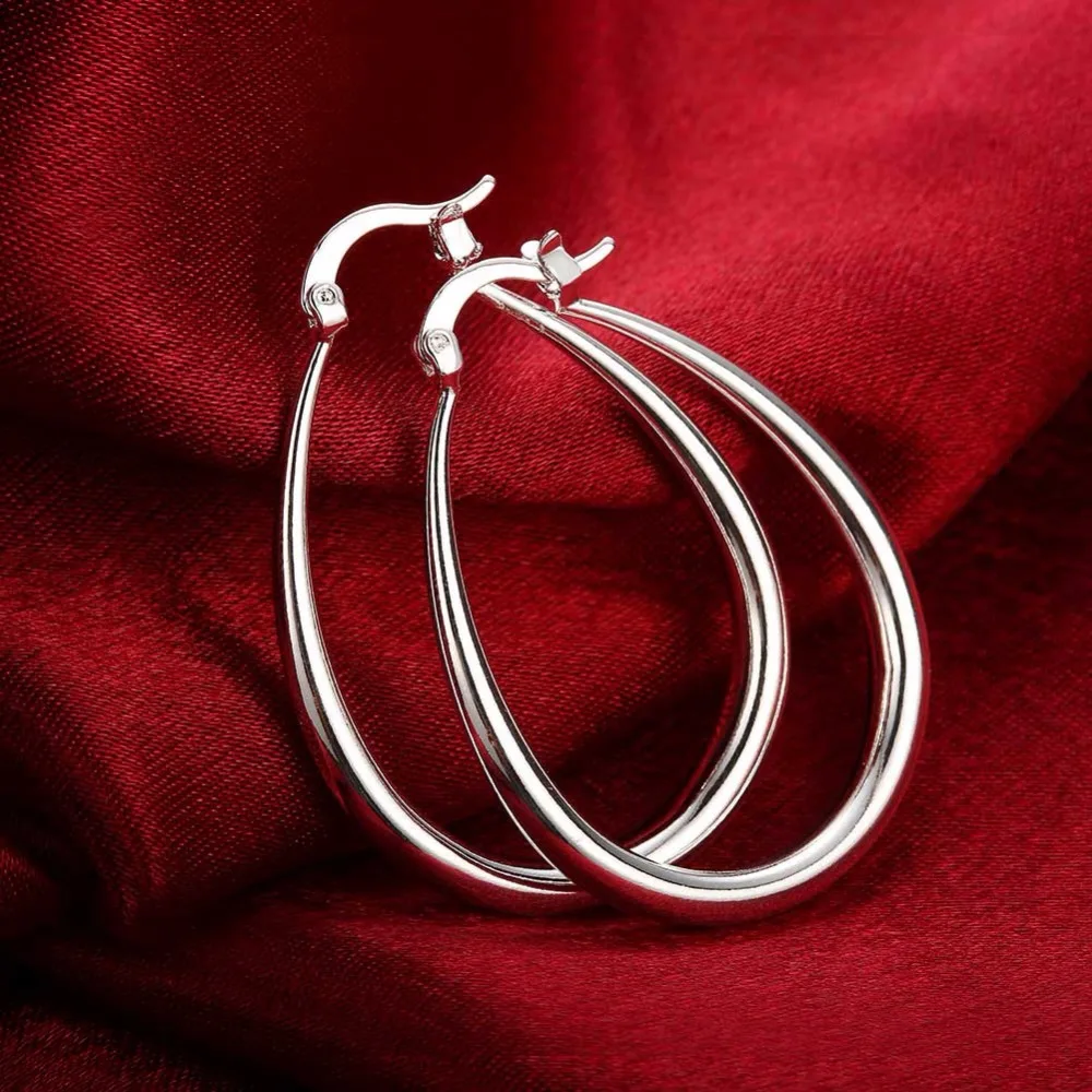 Hot Sale 925 Jewelry Silver Earring Fashion Solid U Shaped Hoop Earrings Women Men Free Shipping | Украшения и аксессуары