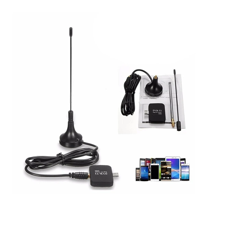 Горячая DVB-T2 DVB-T мобильный ТВ тюнер приемник цифровая палка микро USB приемник антенна комплект для Android телефона высокое качество