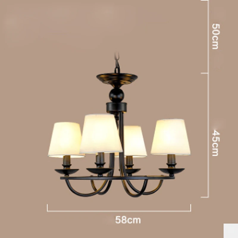 4 lights - White Американская кантри черная железная краска 6 головок Потолочная люстра двойного назначения Ретро E14 льняная крышка Декор для гостиной цепь светодиодный светильник - Цвет корпуса: 4 lights - White