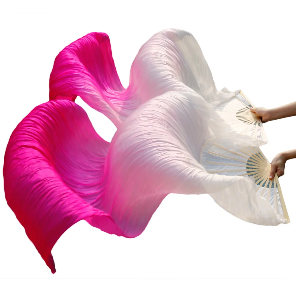 

wholesale 1pc right fans+1 pc left fans 5 size*0.9m(XX"*35") hand painted belly dance silk fan veil,hot sale white+pink+rose