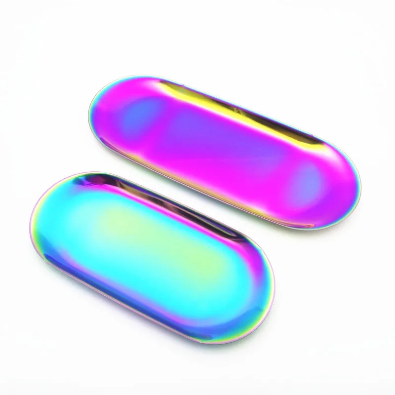 Радужная тарелка для закуски блюдо из нержавеющей стали овальная в форме тепла