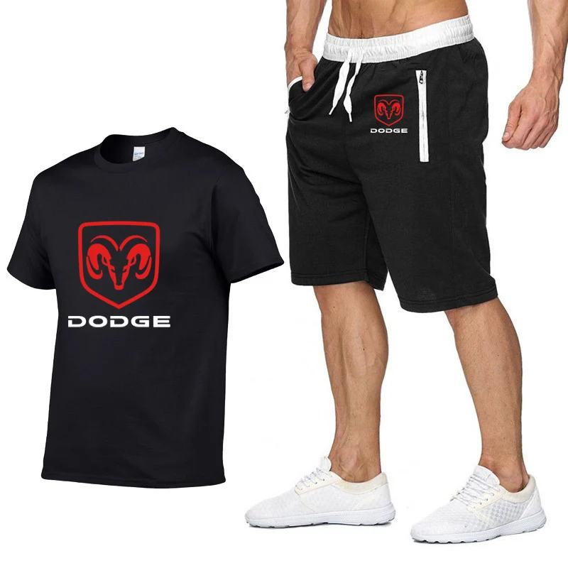 Мужская футболка с коротким рукавом Dodge Car Logo, летняя мужская футболка в стиле хип-хоп, Harajuku, футболка, высокое качество, хлопковые футболки, шорты, костюм, спортивная одежда