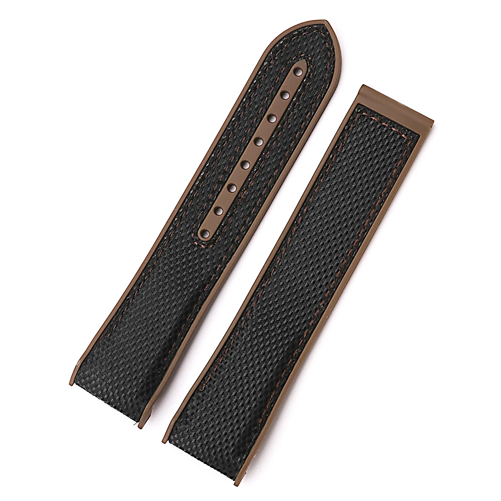 Rolamy 20 22mm High Quality Rubber Silicone With Nylon Replacement Watchband Strap Loops For Planet Ocean 45 42mm With Clasp