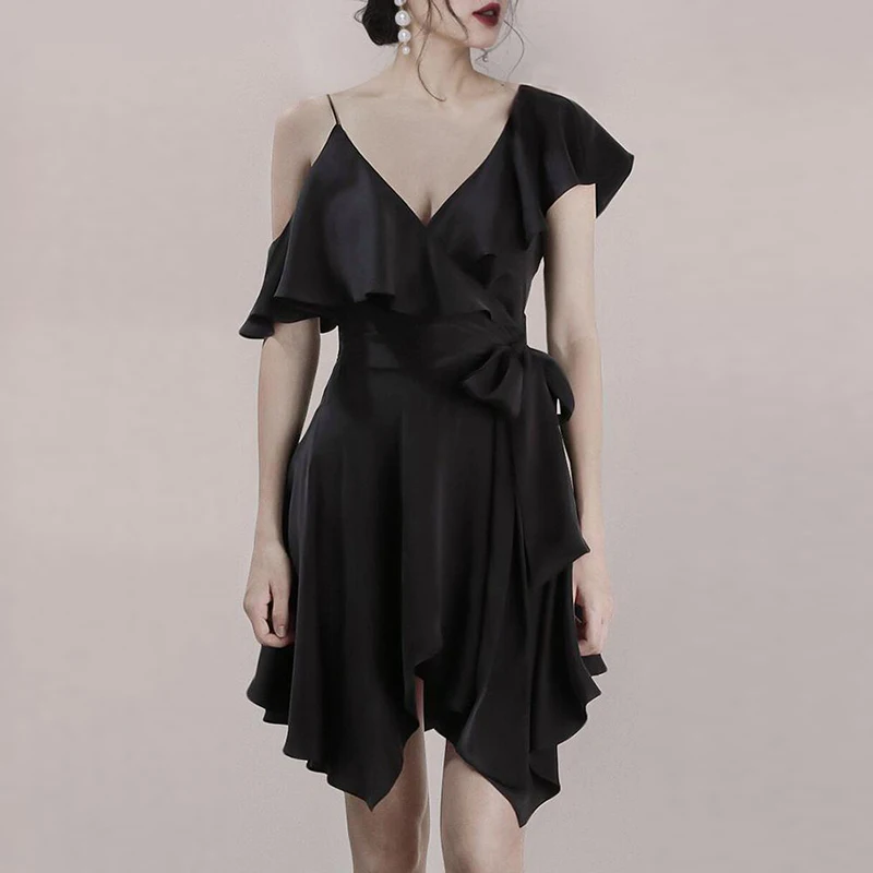 Женское вечернее платье миди Max Spri черное ТРАПЕЦИЕВИДНОЕ ПЛАТЬЕ с открытыми