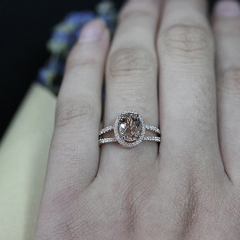 

DUPUY Luxury Engagement Ring Elegant And Exquisite Morganite Gemstone Wedding Ring Fashion Women'S Fine Jewelry Gift D180220