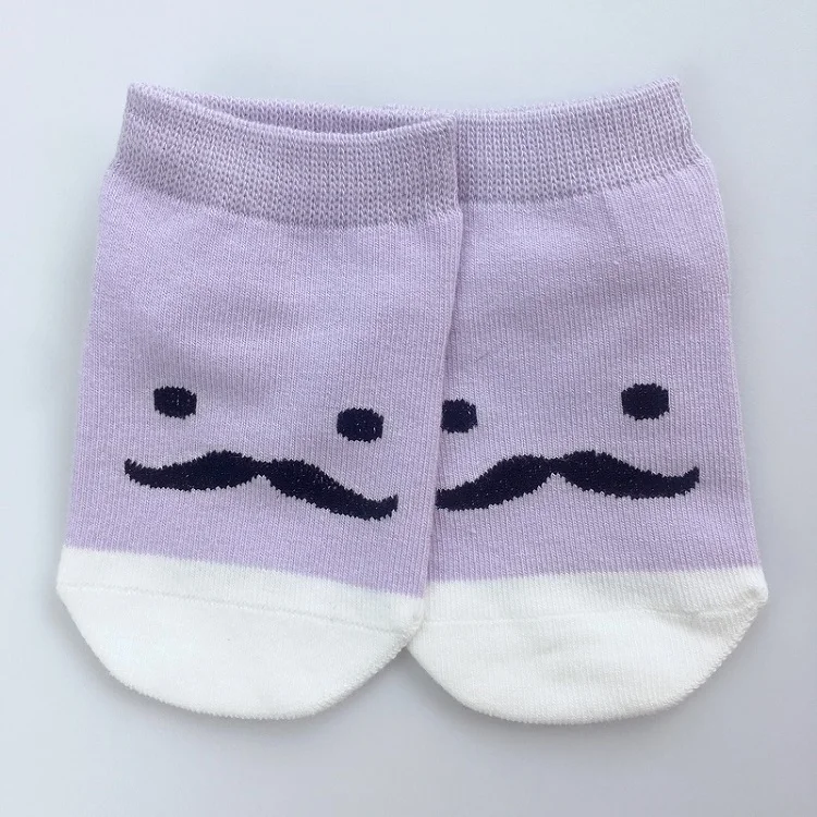 Moustache Aikway/красивые хлопковые носки для новорожденных; носки с героями мультфильмов для маленьких мальчиков и девочек; носки-тапочки для малышей нескользящий носок; невидимые носки - Цвет: Moustache