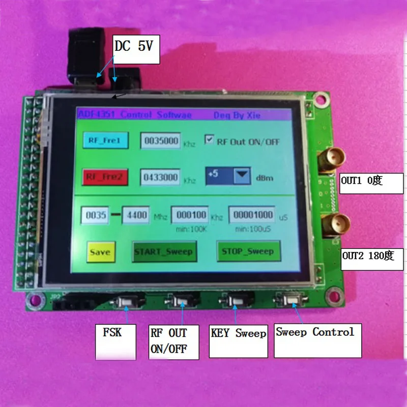 ADF4351 радиочастотный источник частотного сигнала лампа 35M 4 4G с цветным STM32 TFT