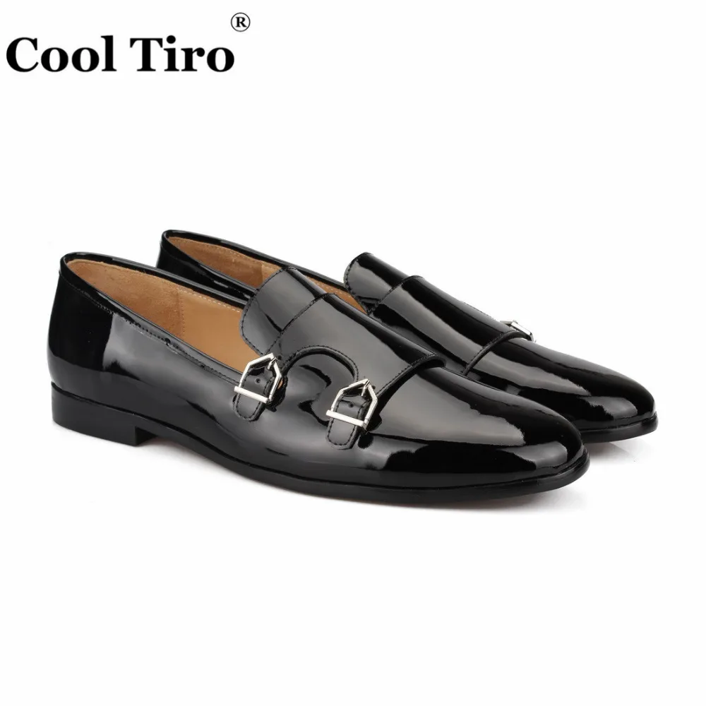 COOL TIRO Genuine Leather Buckle Handcraft Men Black splice shoes Smoking Slipper and Fashion Party Loafers Flats | Обувь