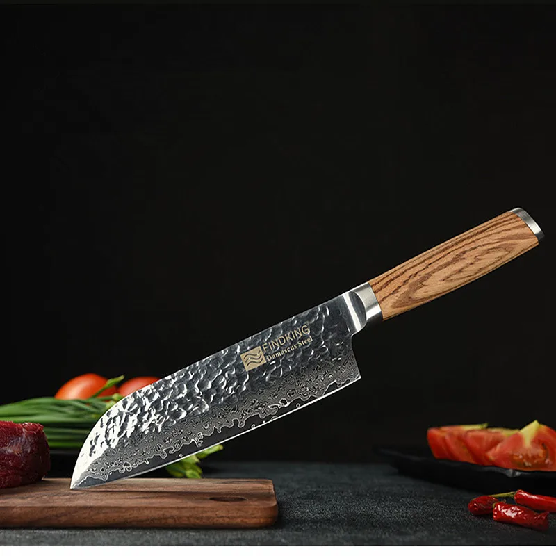 Findking Новый Зебра ручка 7 дюймов Профессиональный Кухня Ножи Дамаск Сталь