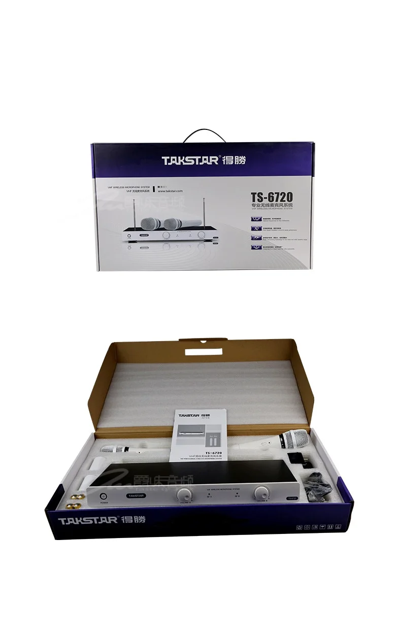 Takstar TS-6720 VHF 2-канальный Беспроводная микрофонная система ручной микрофон для караоке, платья для свадебных торжеств