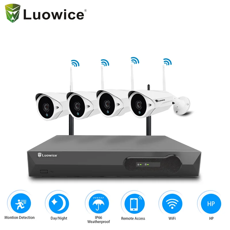 4 шт. инфракрасная беспроводная камера видеонаблюдения 1080P HDMI Wi-Fi NVR 2 МП |