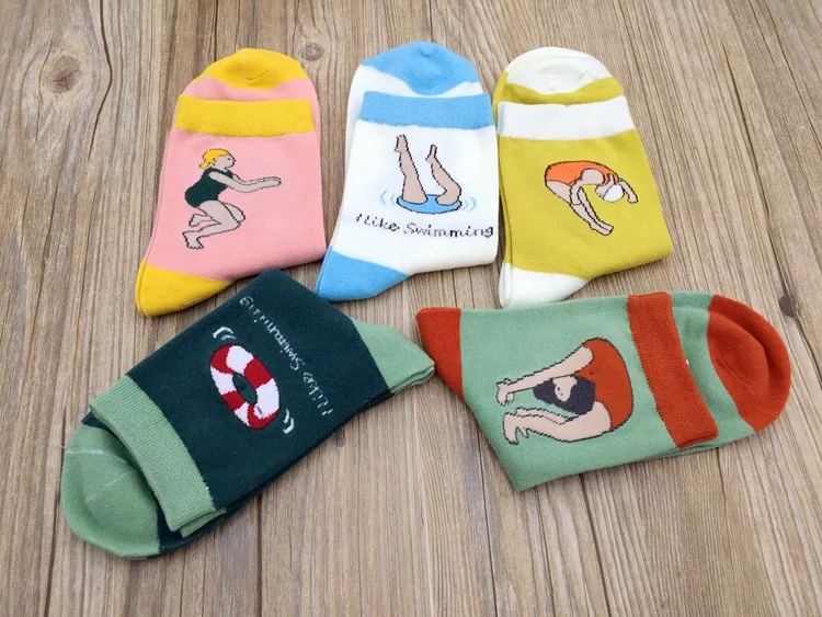 10 Пар/лот Новый женский носки творческие иллюстрации серии женской моды ретро