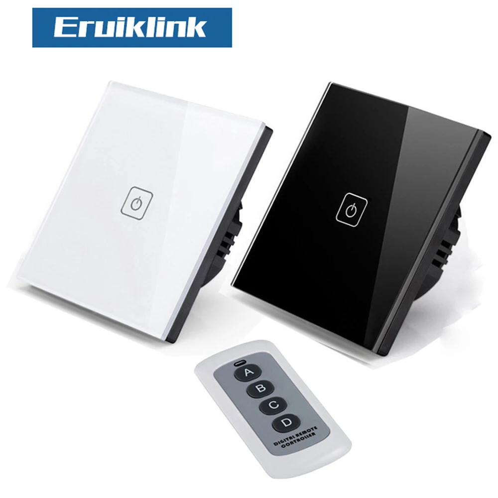 Eruiklink EU/настенный переключатель стандарта Великобритании 1 комплект 1 способ беспроводной пульт дистанционного управления светильник переключатель, умный дом RF433 пульт дистанционного управления настенный сенсорный переключатель