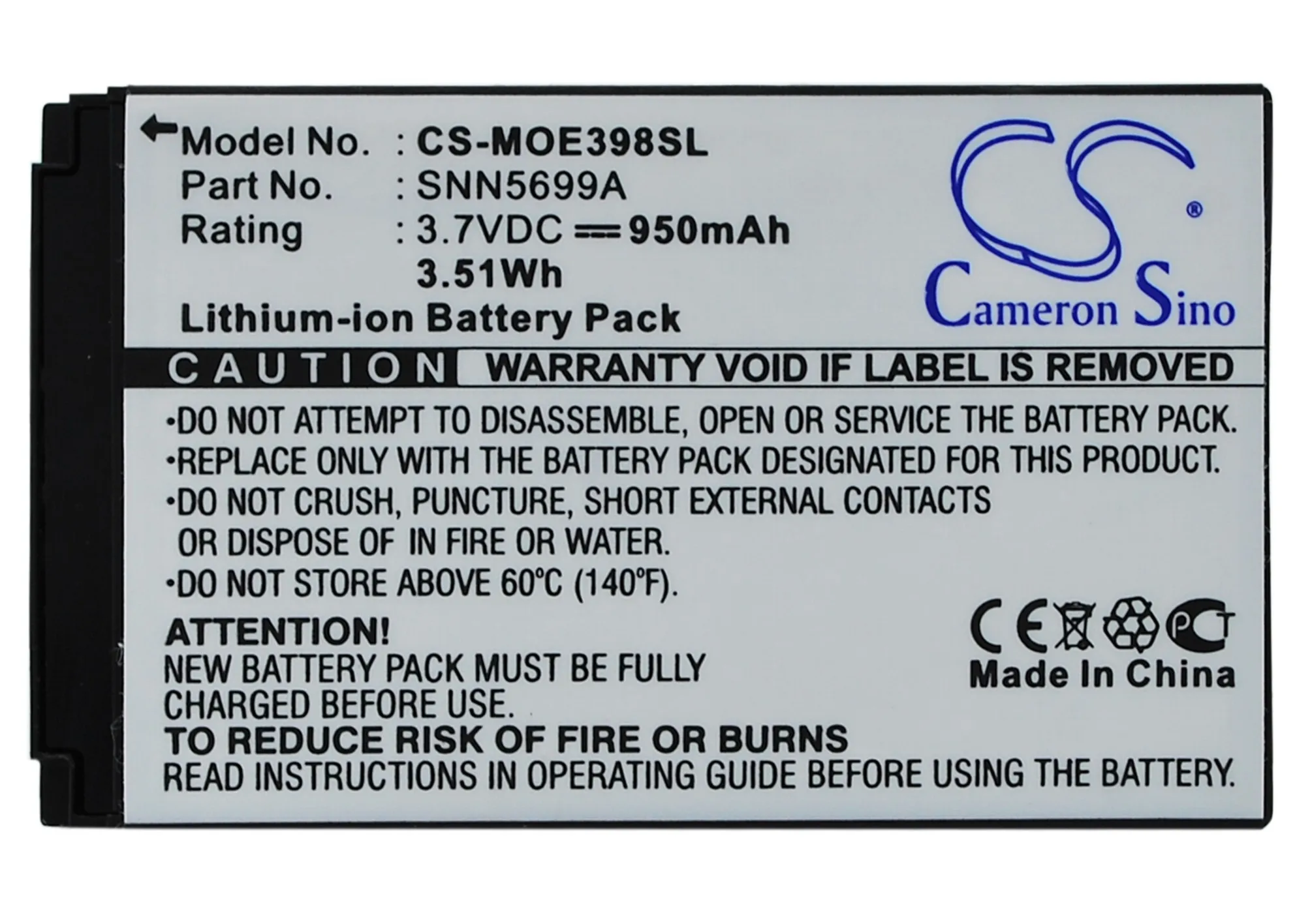 Cameron Sino 950 мАч аккумулятор SNN5699A для Motorola C150 E398 ROKR E1 E3 V810|Цифровые аккумуляторы| |