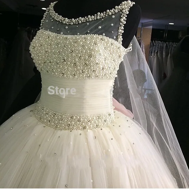 Великолепное платье Vestido De Noiva с жемчугом и бусинами Пышное Бальное Платье в стиле
