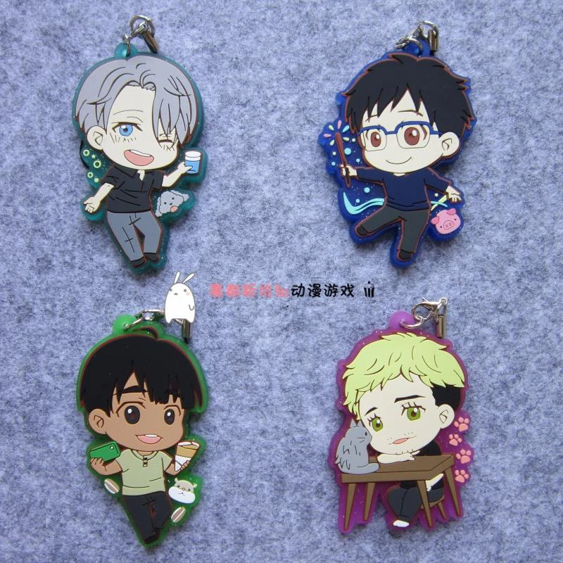 Юрий! На льду аниме Nikiforov Victor Katsuki Yuuri Plisetsky Yuri резиновый брелок|yuri anime|japanese animek on |