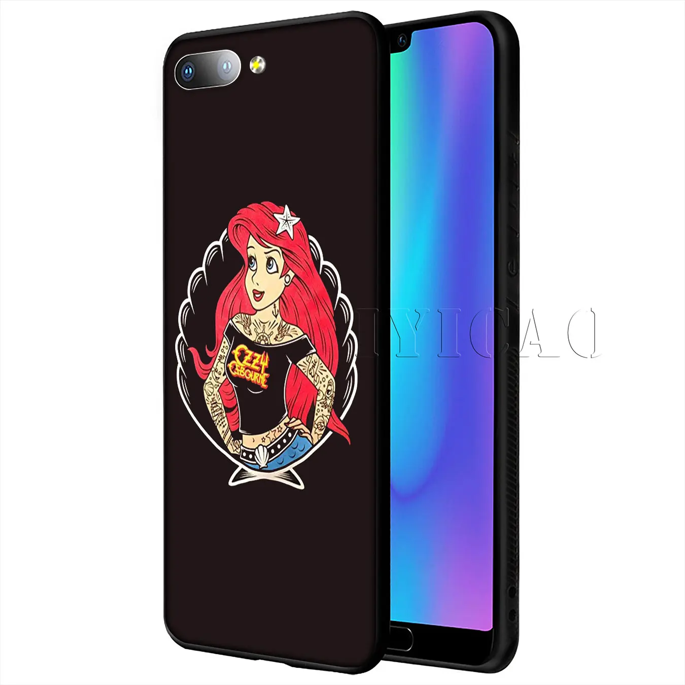IYICAO Tattooed princess Alice Ariel love Soft Case for Huawei Y9 Y7 Y6 Prime 2019 Honor 20 8C 8X 8 9 9X 10 Lite 7C 7X 7A Pro |