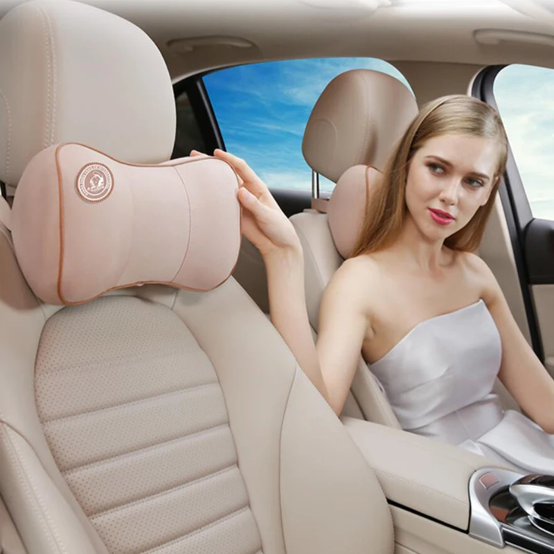 

CDCOTN Auto Car Headrest Cushion Pillow Neck Rest Memory Cotton Fabric Cover Soft Head Rest Travel Support Car Auto Accessories
