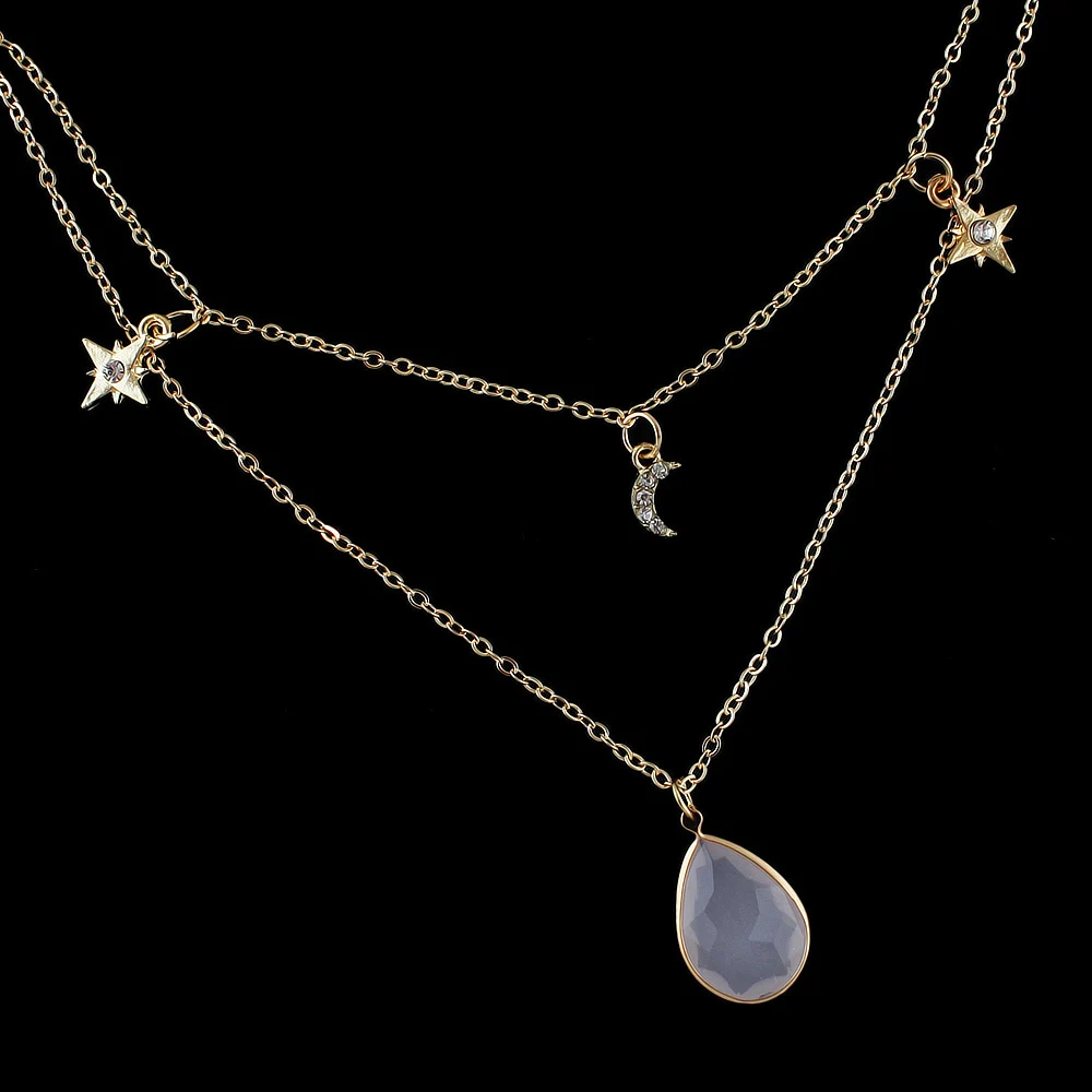 Бренд Для женщин ювелирных изделий Цвет цепь с Звезда Луна Талисманы Розовые